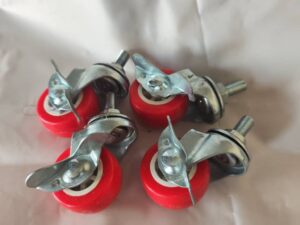 Roller Swivel Plate Casters Rubber Wheels w/ Lock Brake - M8