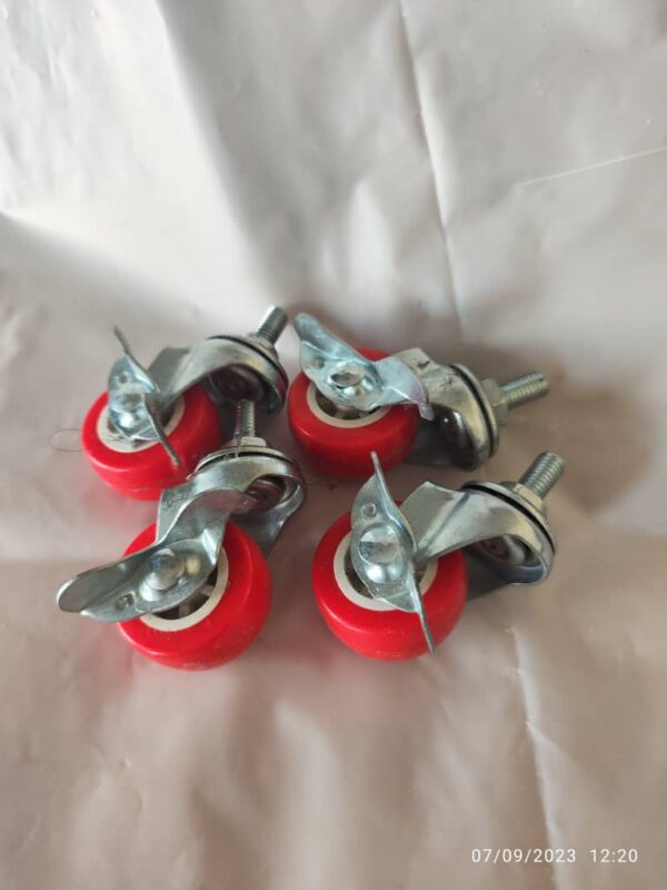 Roller Swivel Plate Casters Rubber Wheels w/ Lock Brake - M8